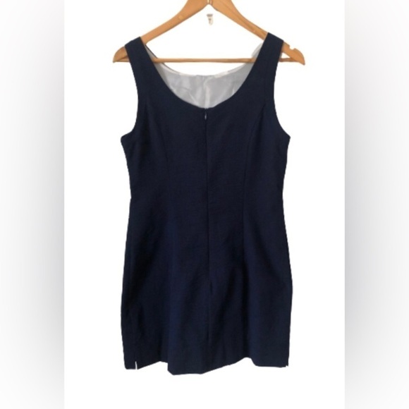 Lauren James James Bailey nvy cttn blnd md wght seersckr    slvlss shth drssSZ S - Picture 2 of 8
